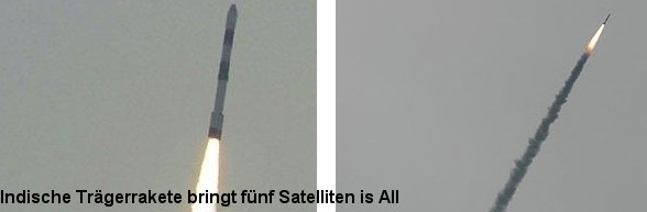 Indische Trägerrakete bringt 5 Satelliten ins All